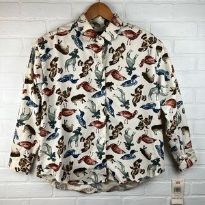 Vintage 1989 Levis Dockers Button Down Top Animal Print SZ M Unique Print Retro